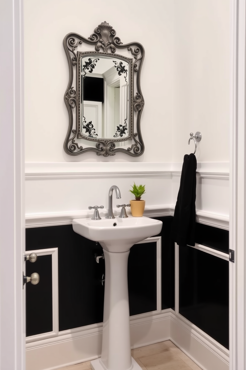 Black And White Powder Room Design Ideas 7