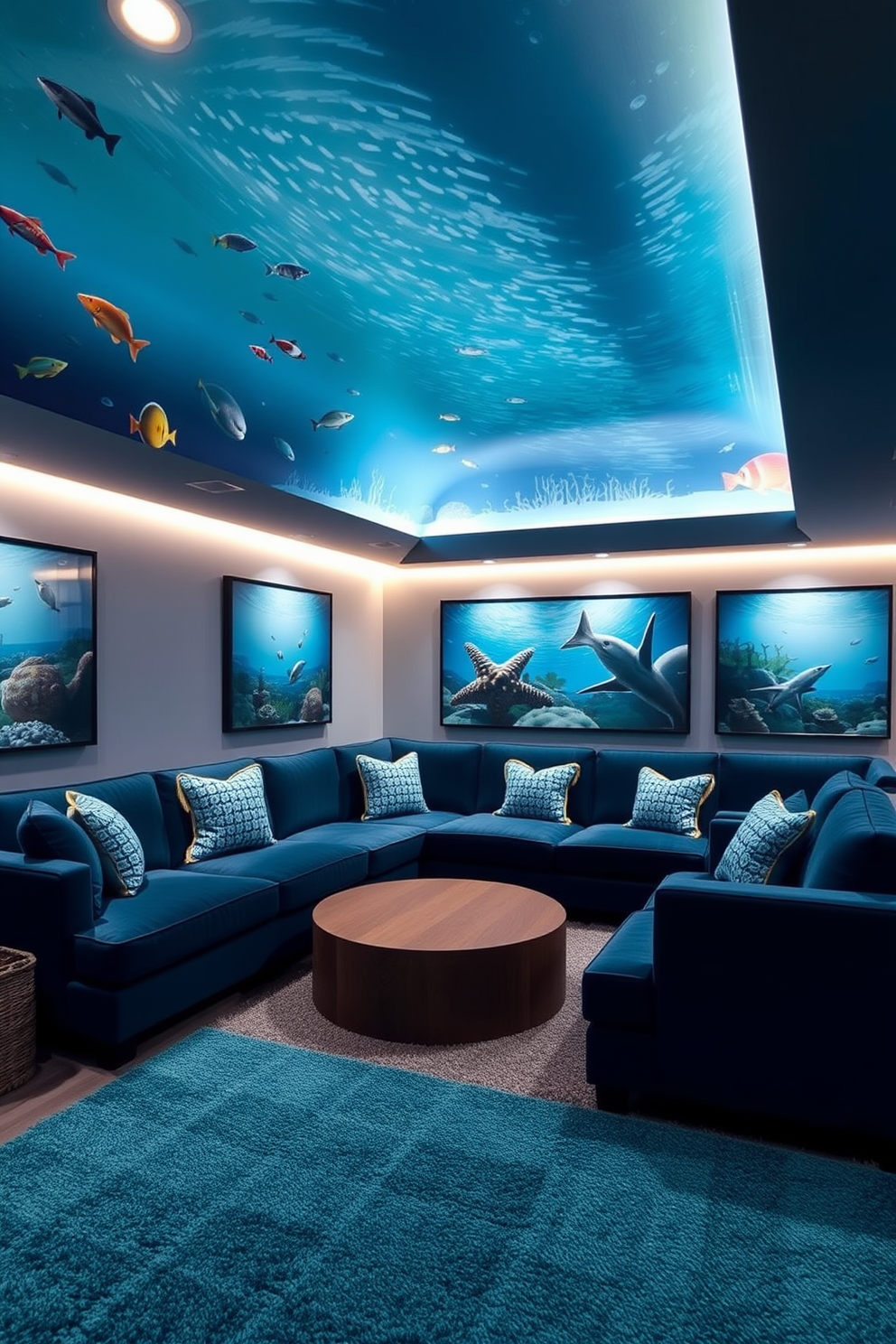 Blue Basement Design Ideas 11