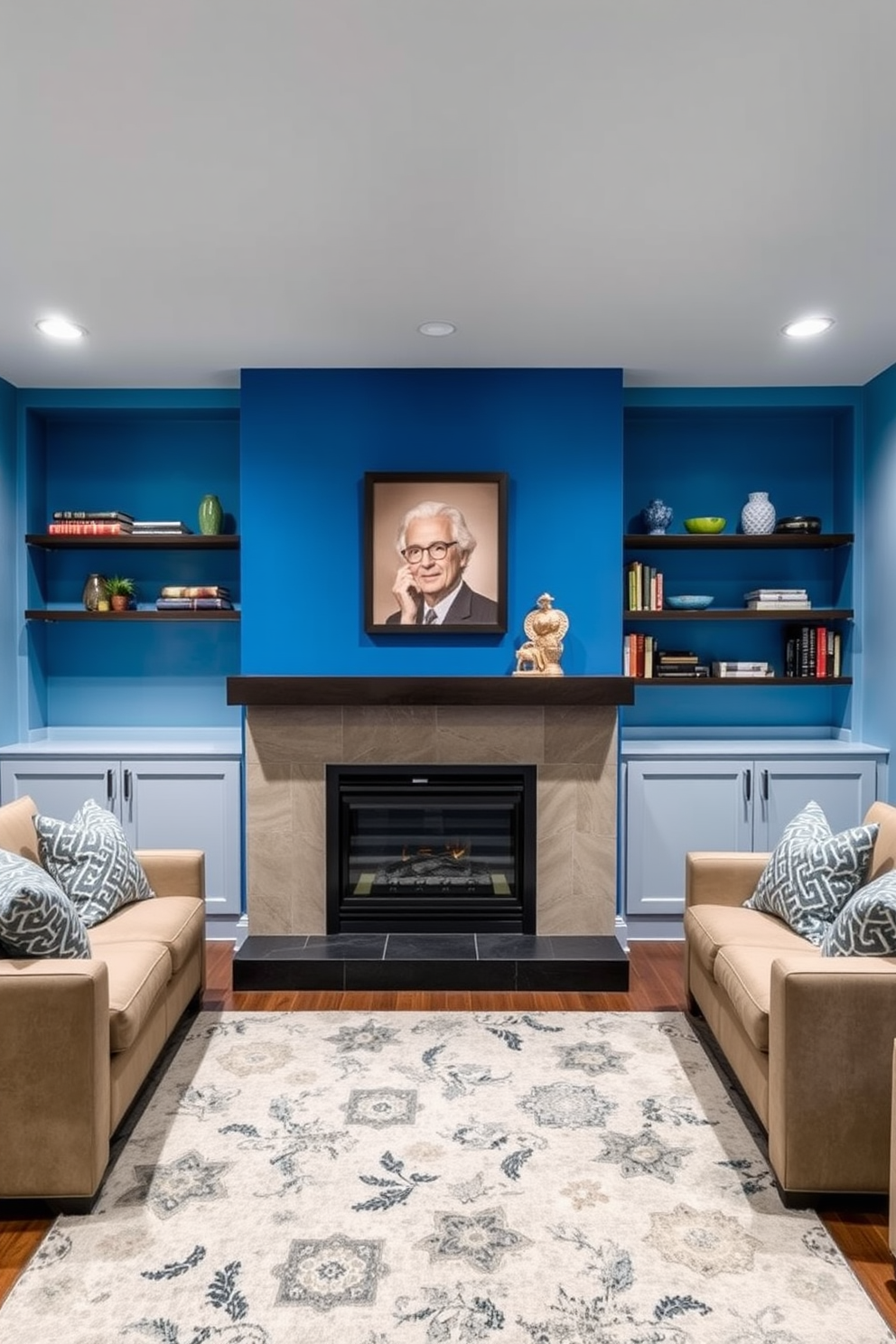 Blue Basement Design Ideas 14