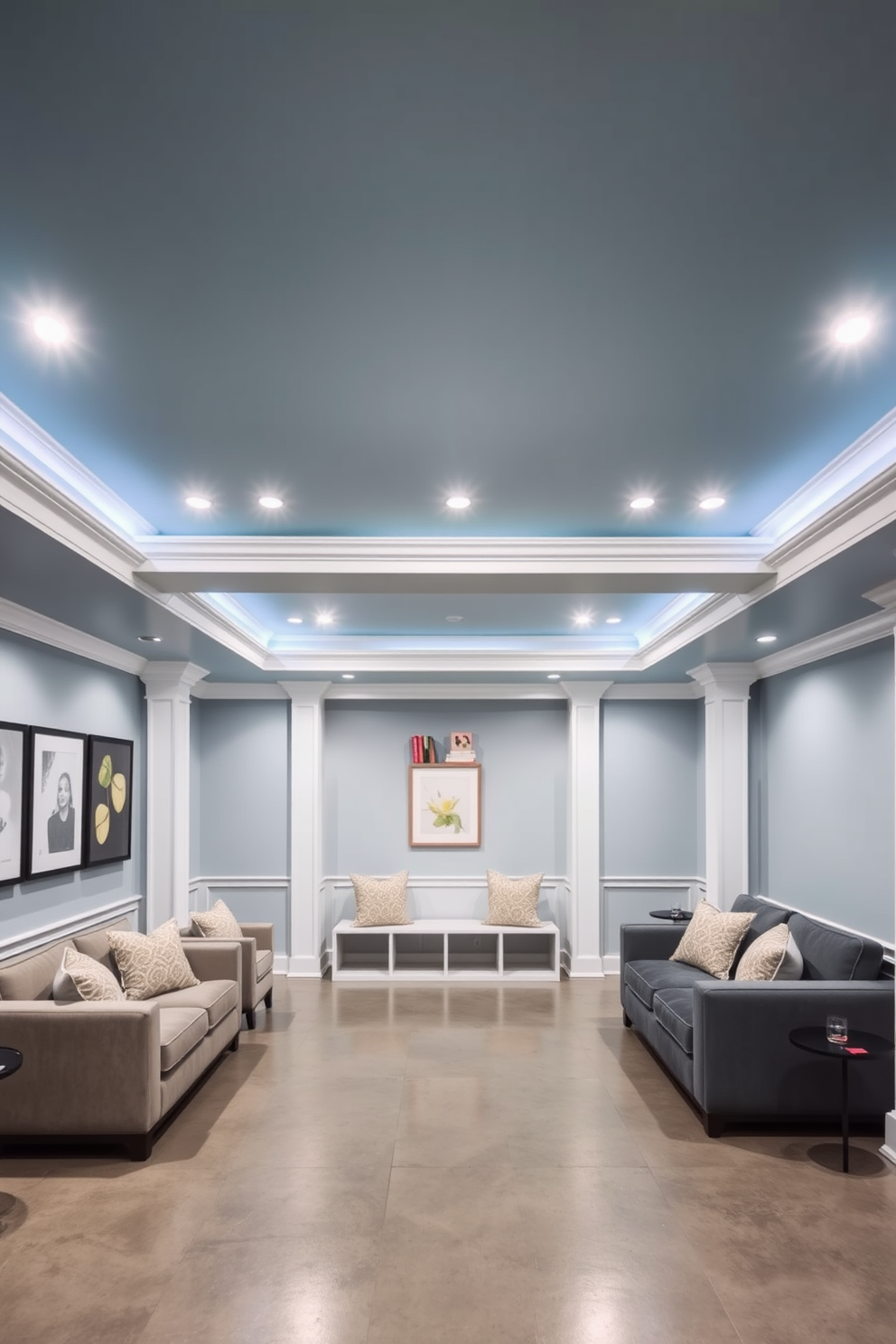 Blue Basement Design Ideas 19