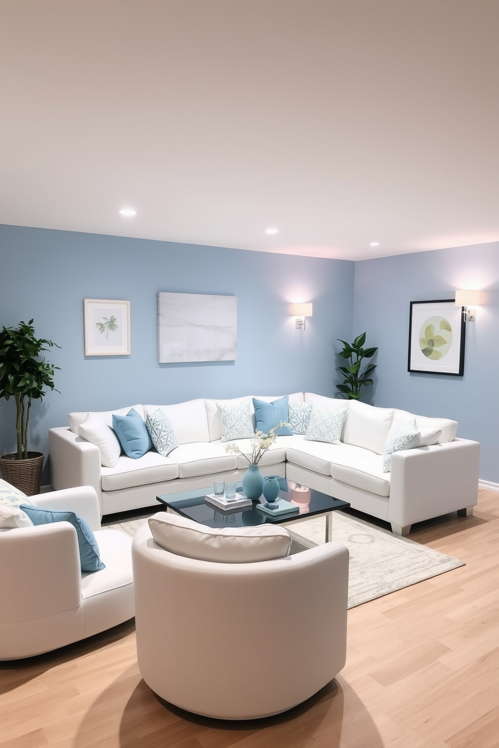 Blue Basement Design Ideas 22