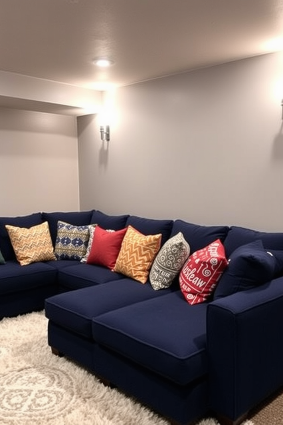 Blue Basement Design Ideas 25