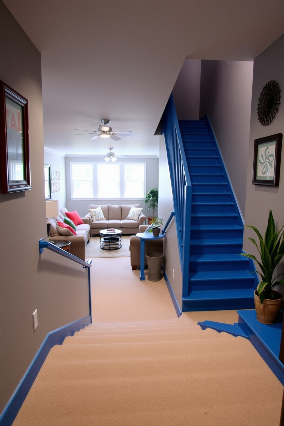 Blue Basement Design Ideas 26