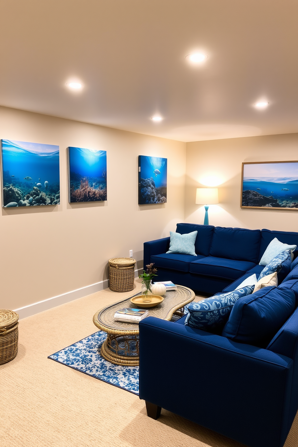 Blue Basement Design Ideas 3