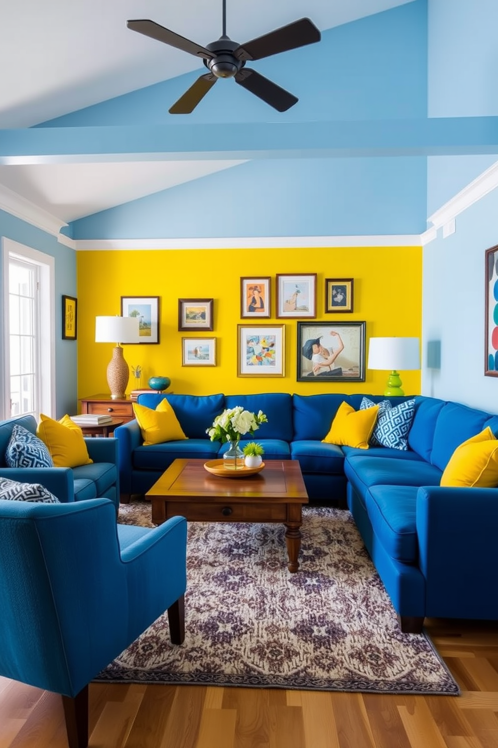 Blue Family Room Design Ideas 10