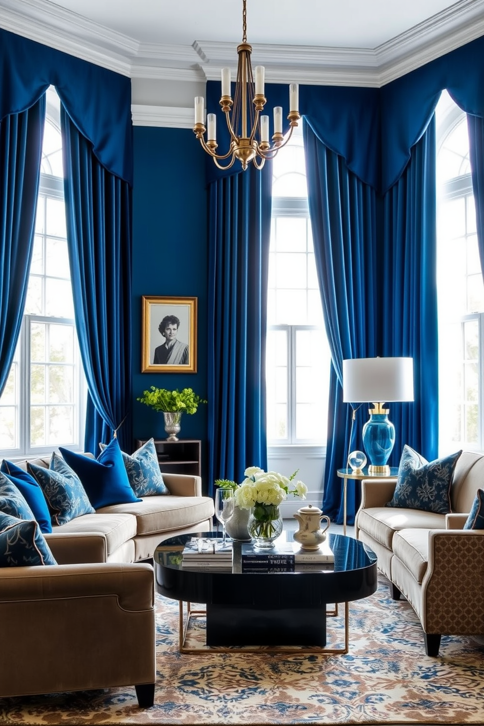 Blue Family Room Design Ideas 12