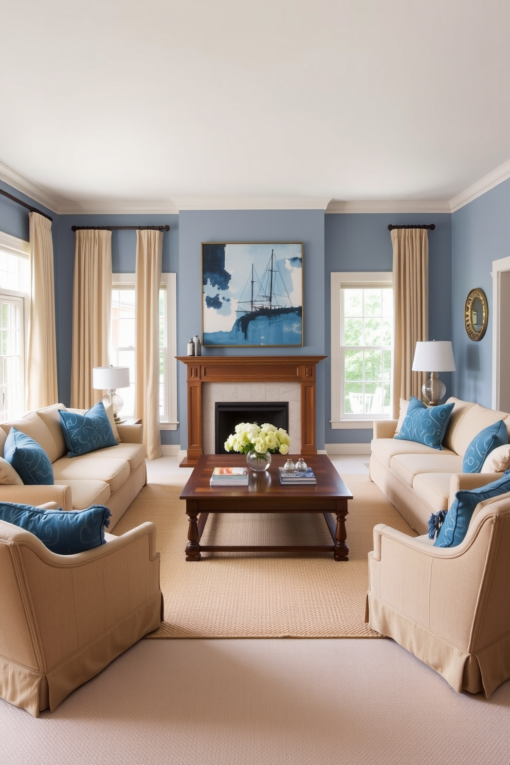 Blue Family Room Design Ideas 30