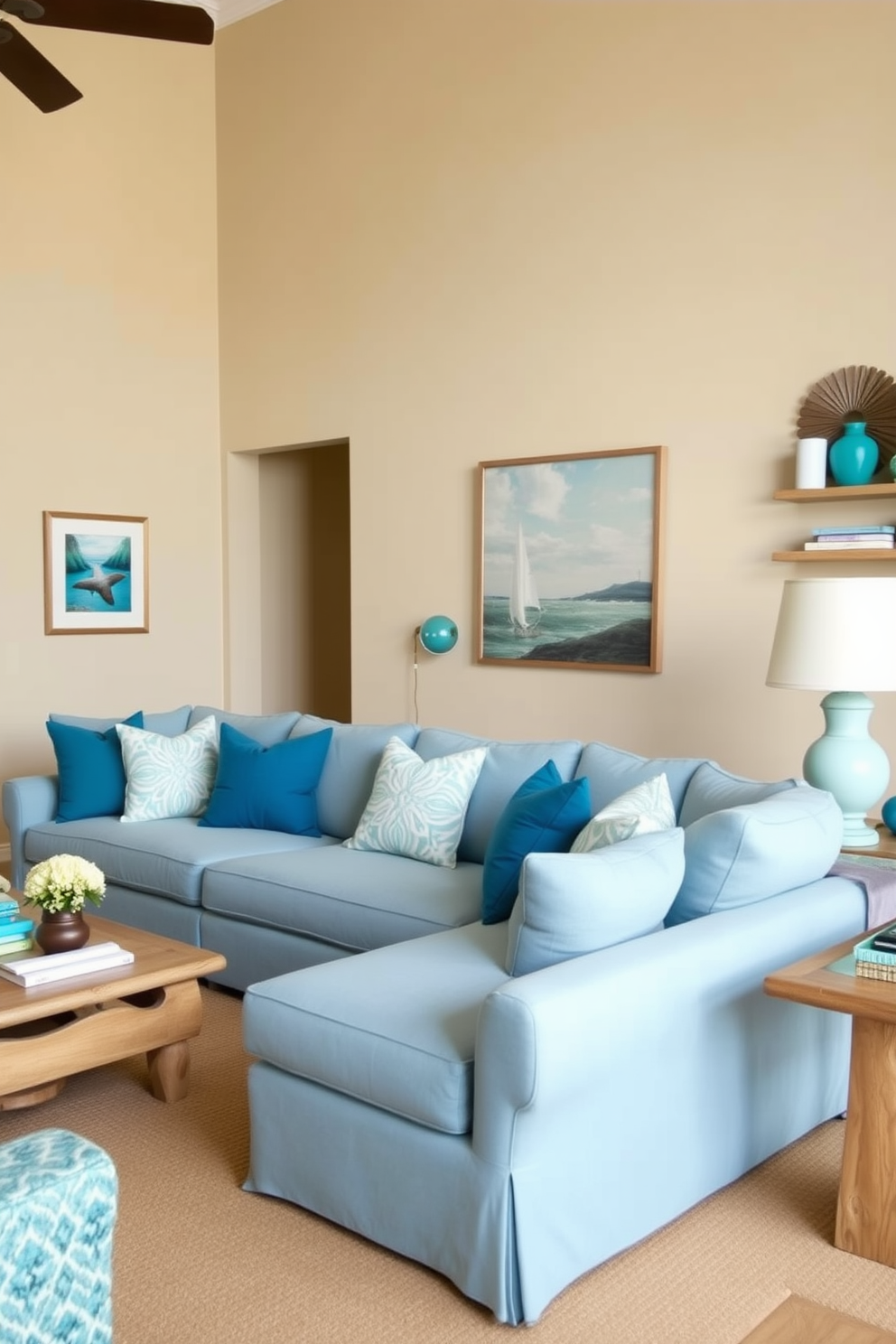 Blue Family Room Design Ideas 4