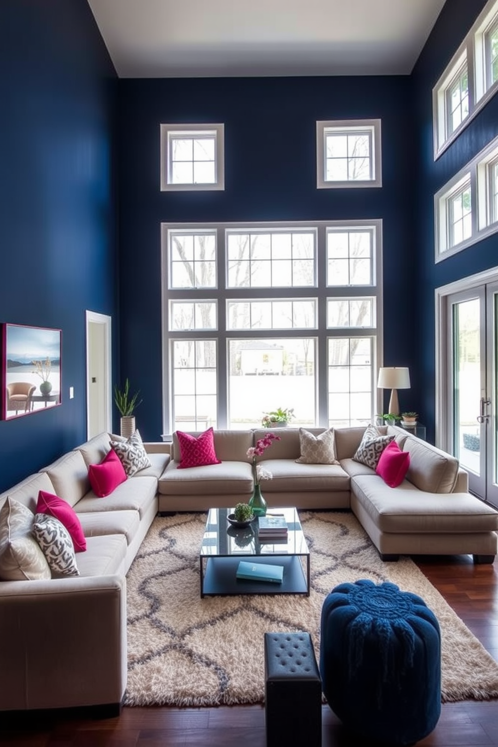 Blue Family Room Design Ideas 7