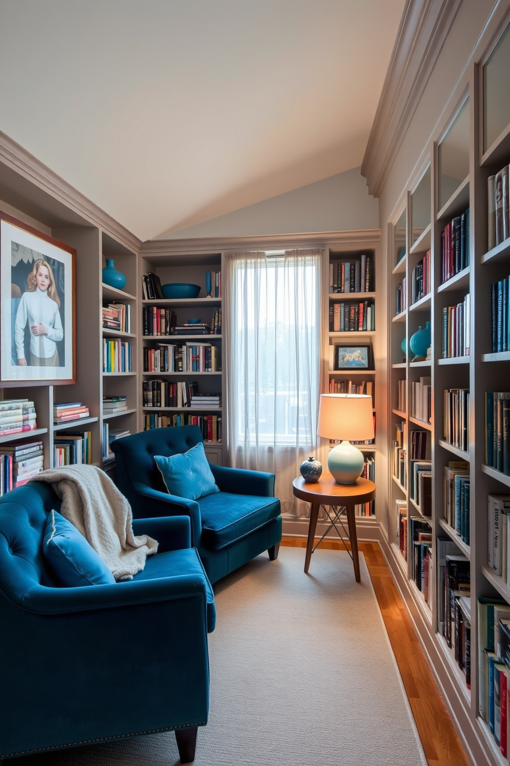 Blue Home Library Design Ideas 1