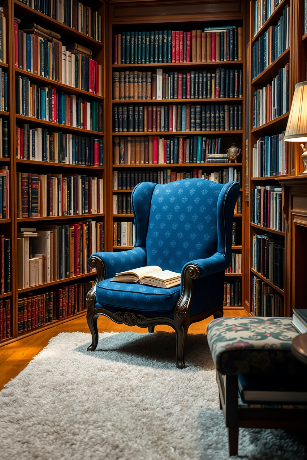 Blue Home Library Design Ideas 10