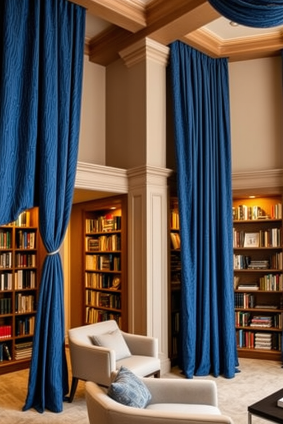 Blue Home Library Design Ideas 12