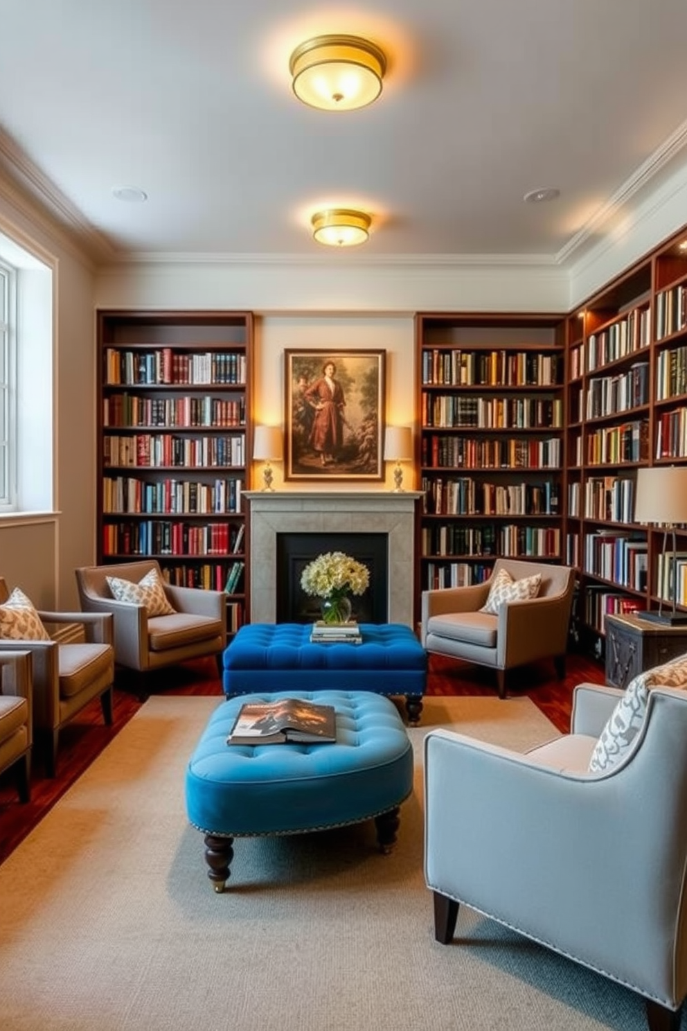 Blue Home Library Design Ideas 17