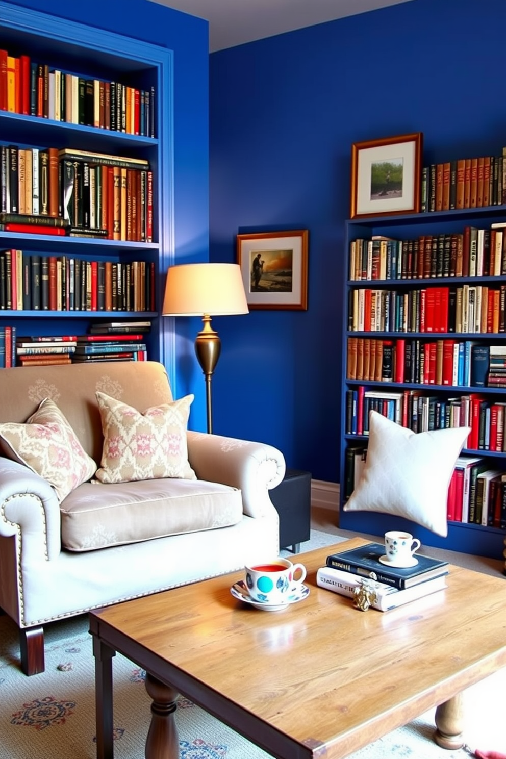 Blue Home Library Design Ideas 19