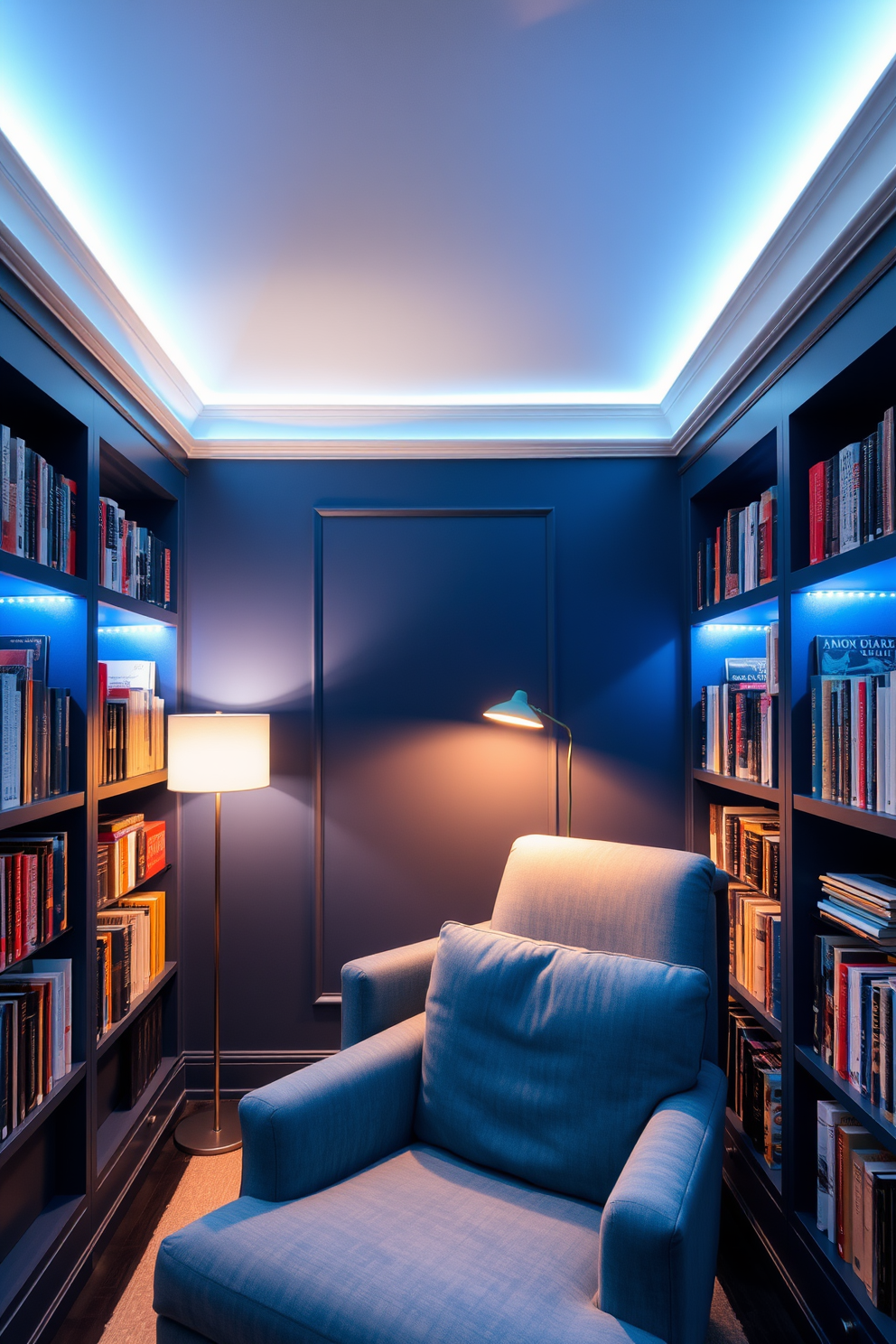 Blue Home Library Design Ideas 22