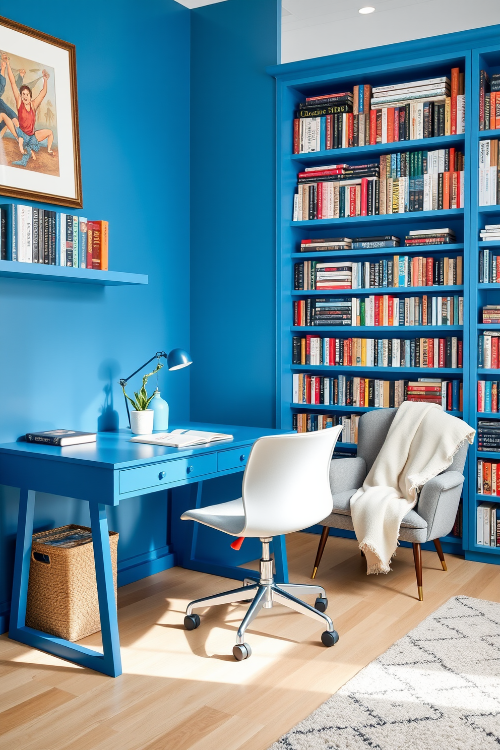 Blue Home Library Design Ideas 25