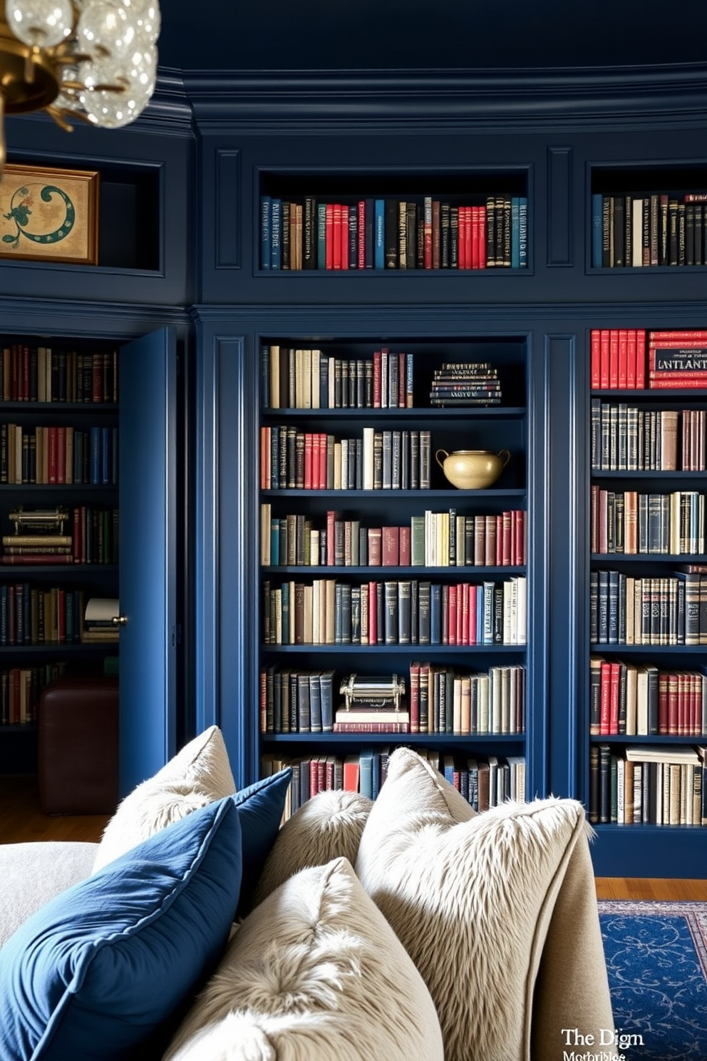 Blue Home Library Design Ideas 27