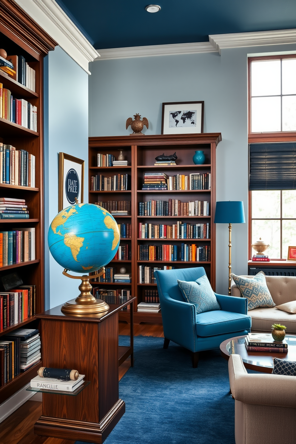 Blue Home Library Design Ideas 28