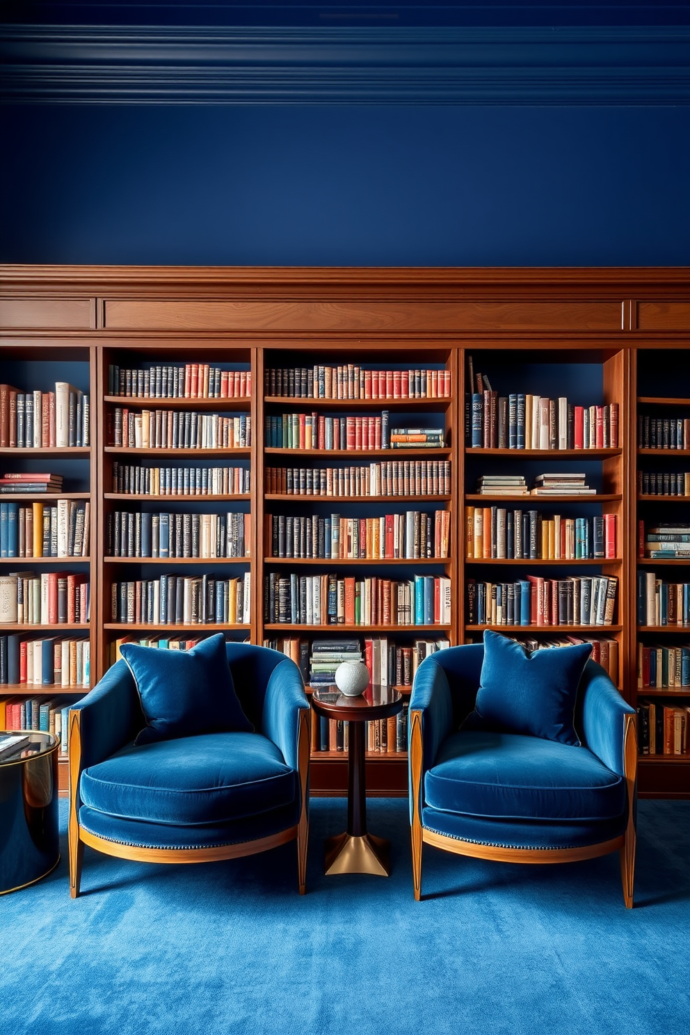 Blue Home Library Design Ideas 4