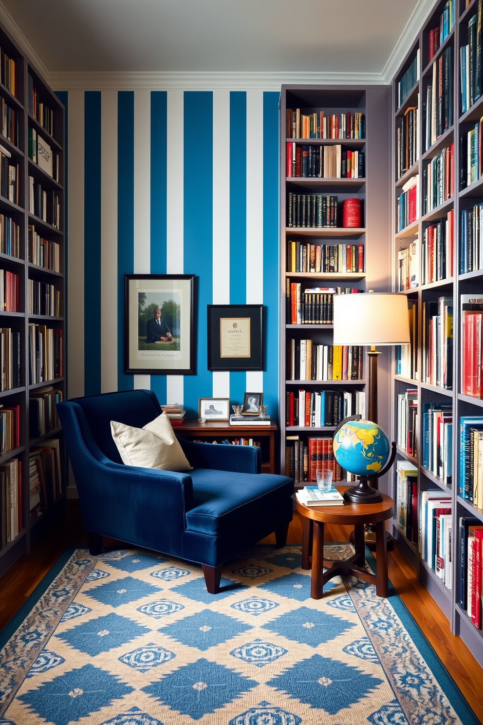 Blue Home Library Design Ideas 5