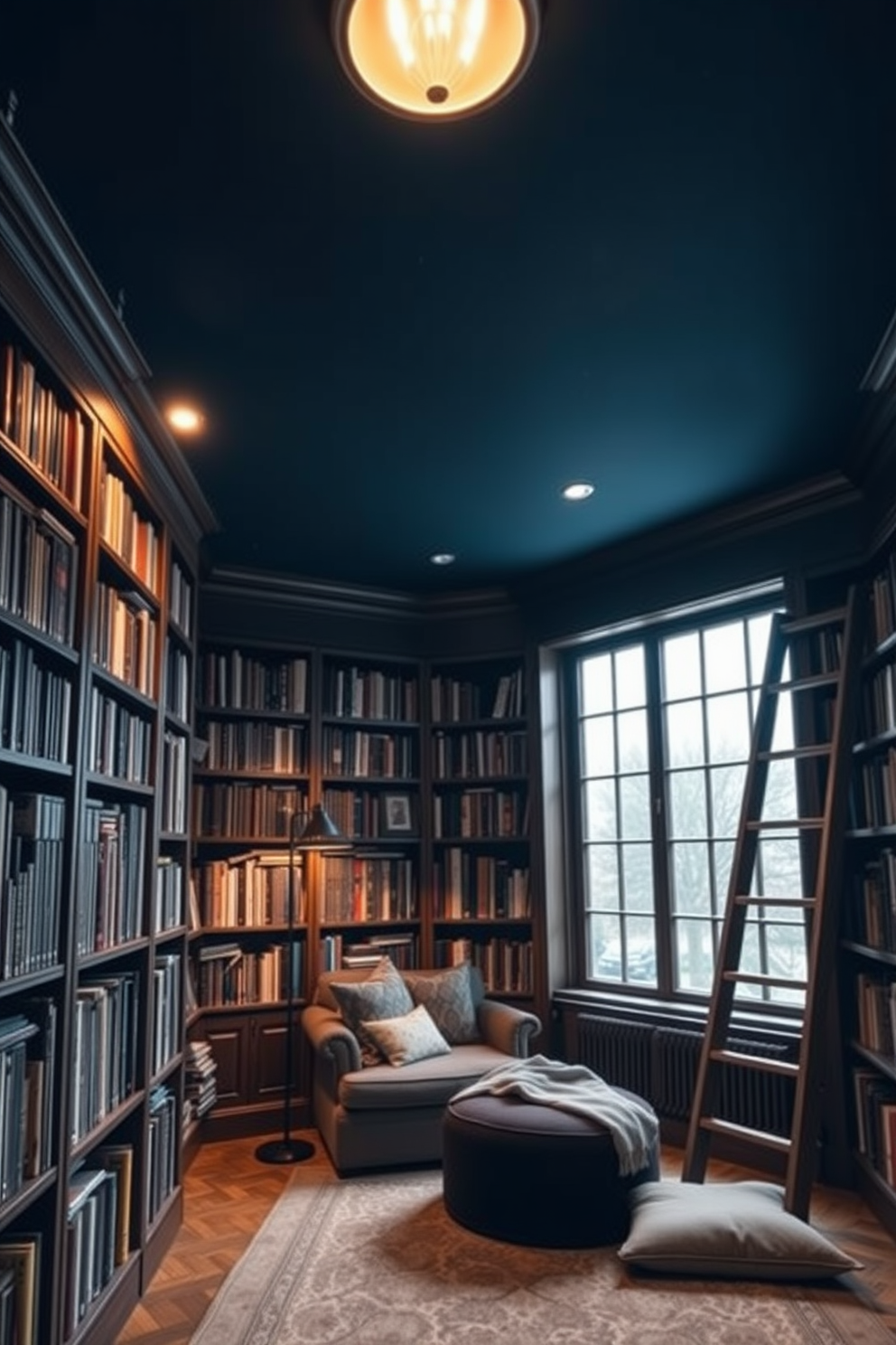 Blue Home Library Design Ideas 6