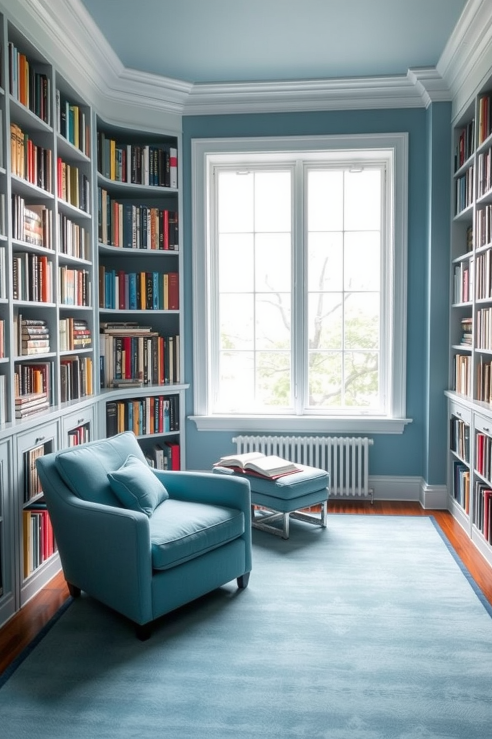 Blue Home Library Design Ideas 7