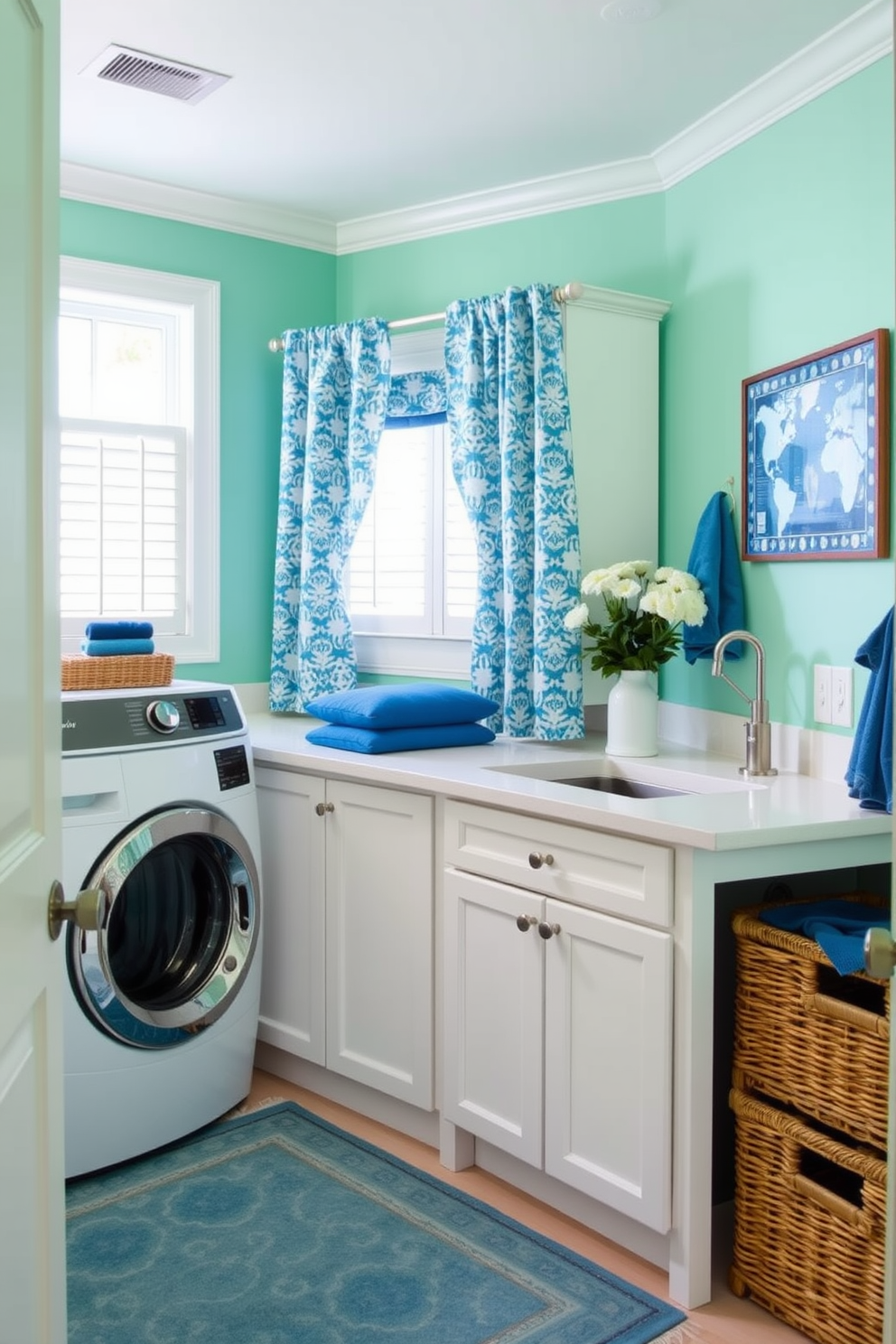 Blue Laundry Room Design Ideas 16