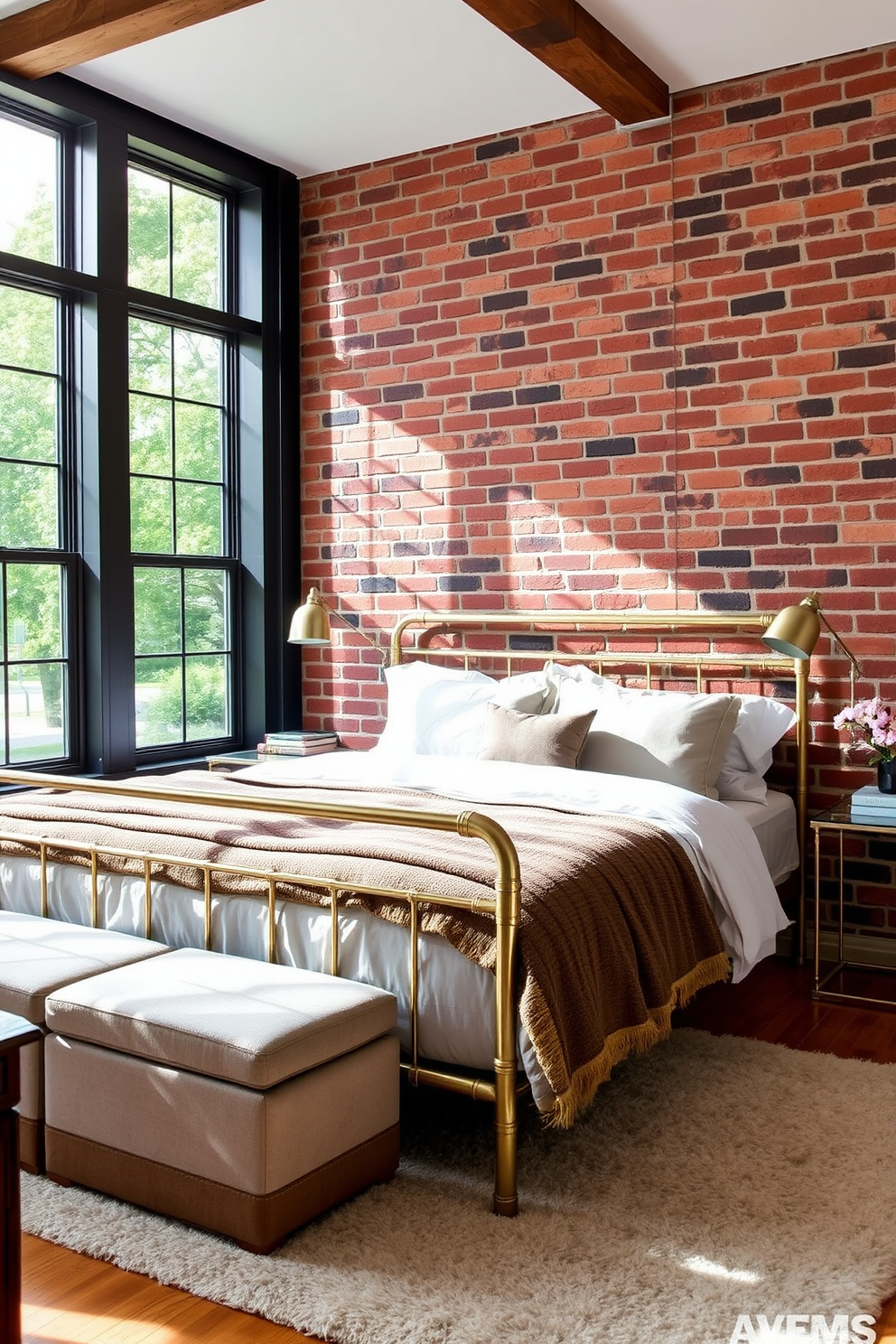 Brick Wall Bedroom Design Ideas 20