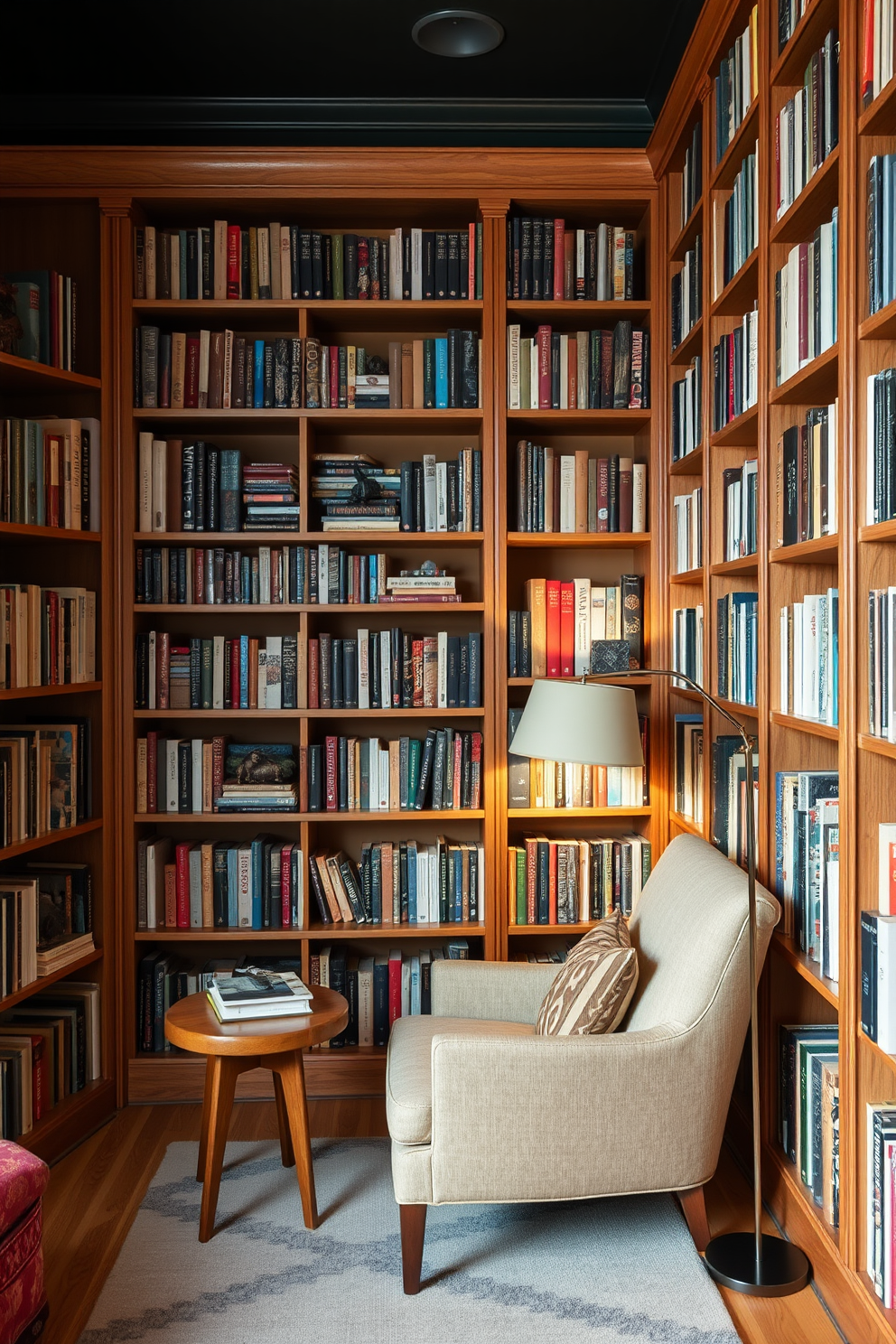 Dark Green Home Library Design Ideas 17