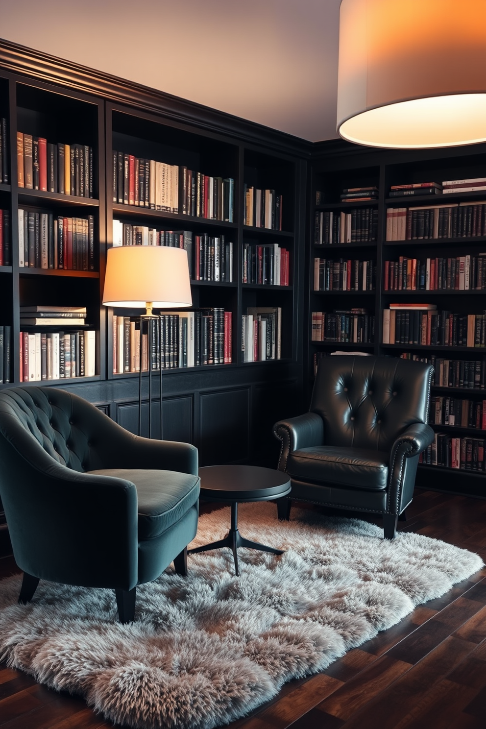 Dark Home Library Design Ideas 1