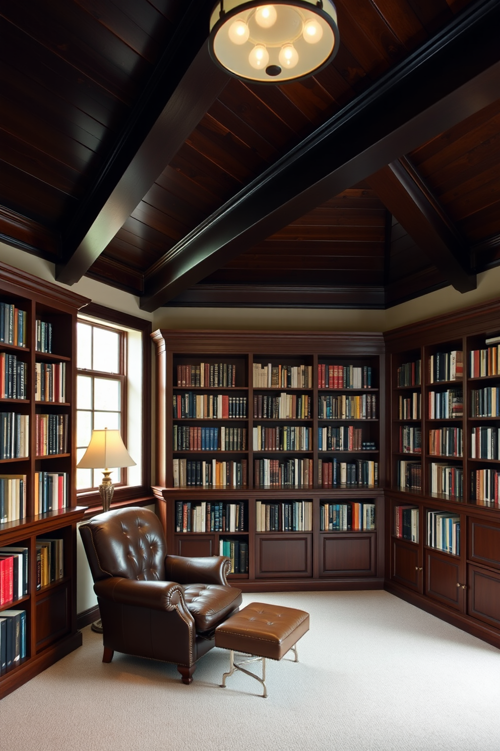 Dark Home Library Design Ideas 13