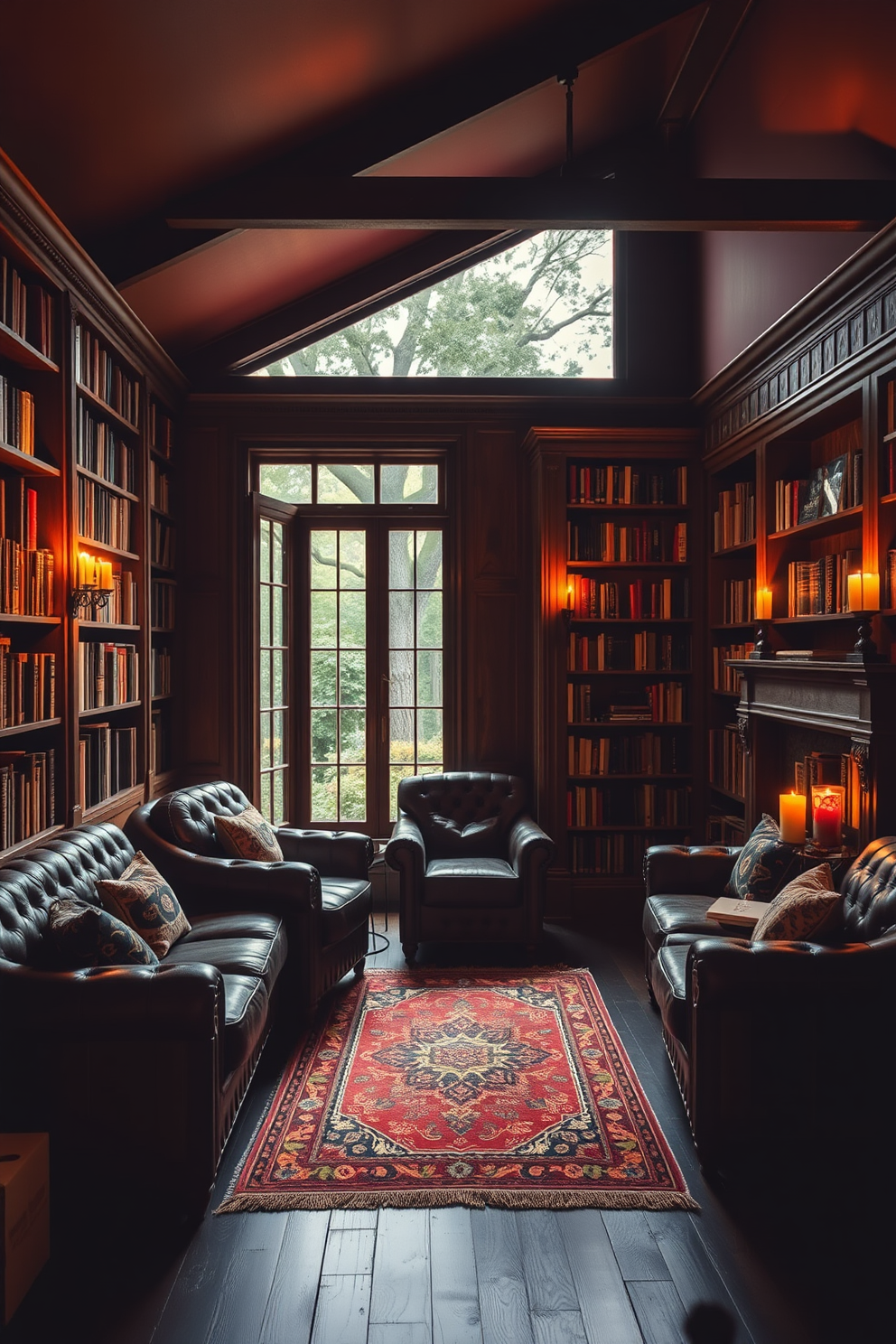 Dark Home Library Design Ideas 14