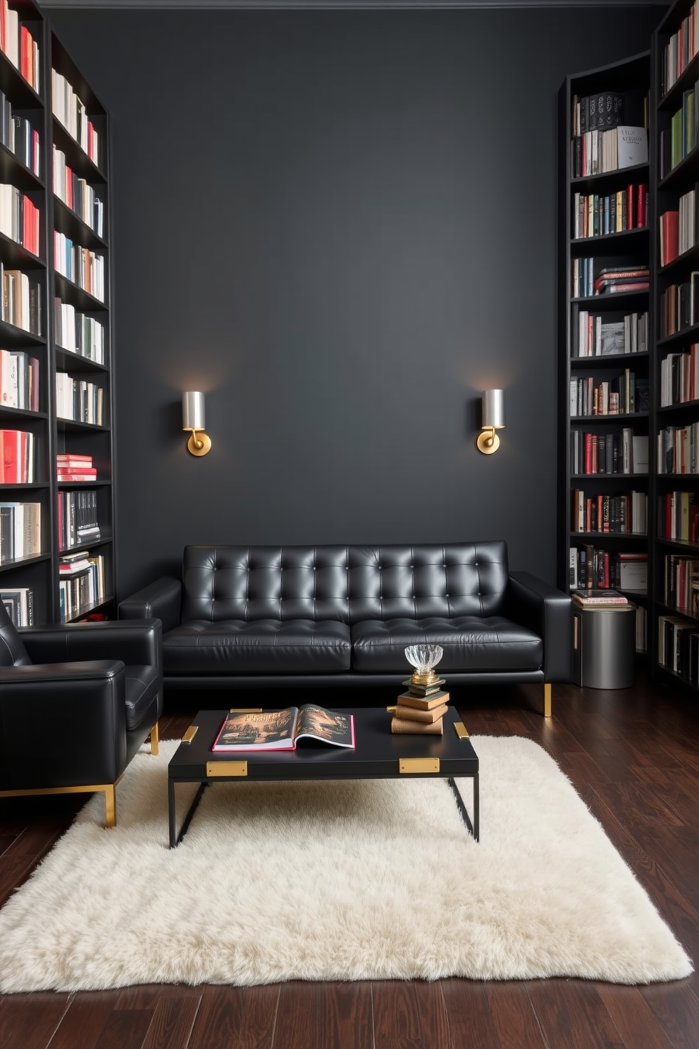 Dark Home Library Design Ideas 18