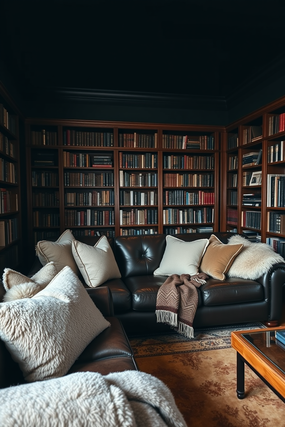 Dark Home Library Design Ideas 19