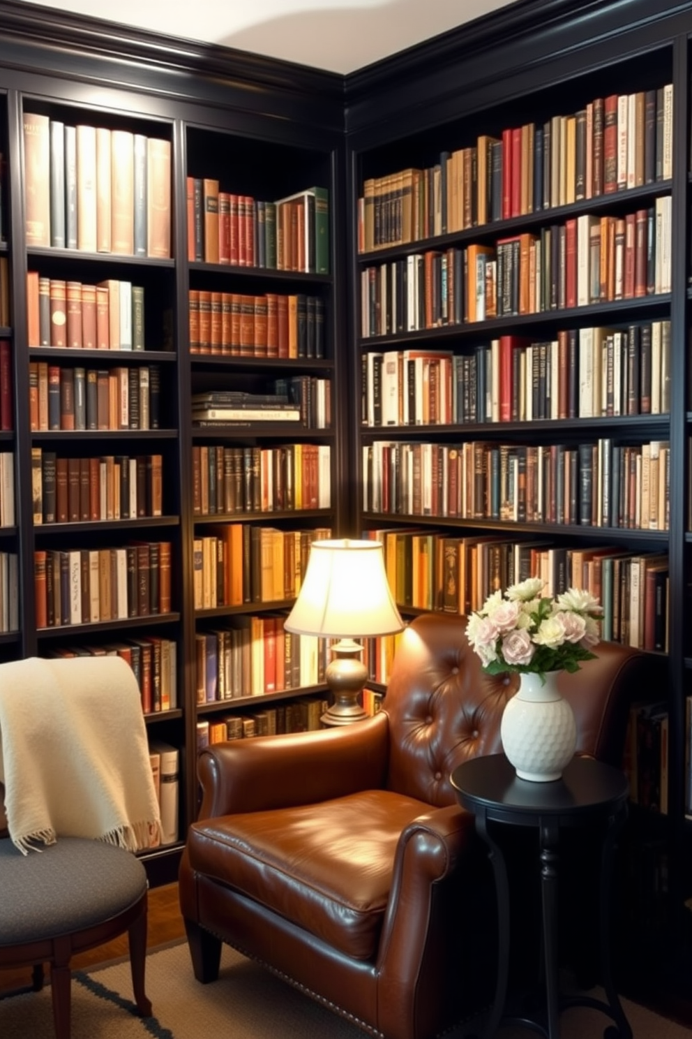 Dark Home Library Design Ideas 22