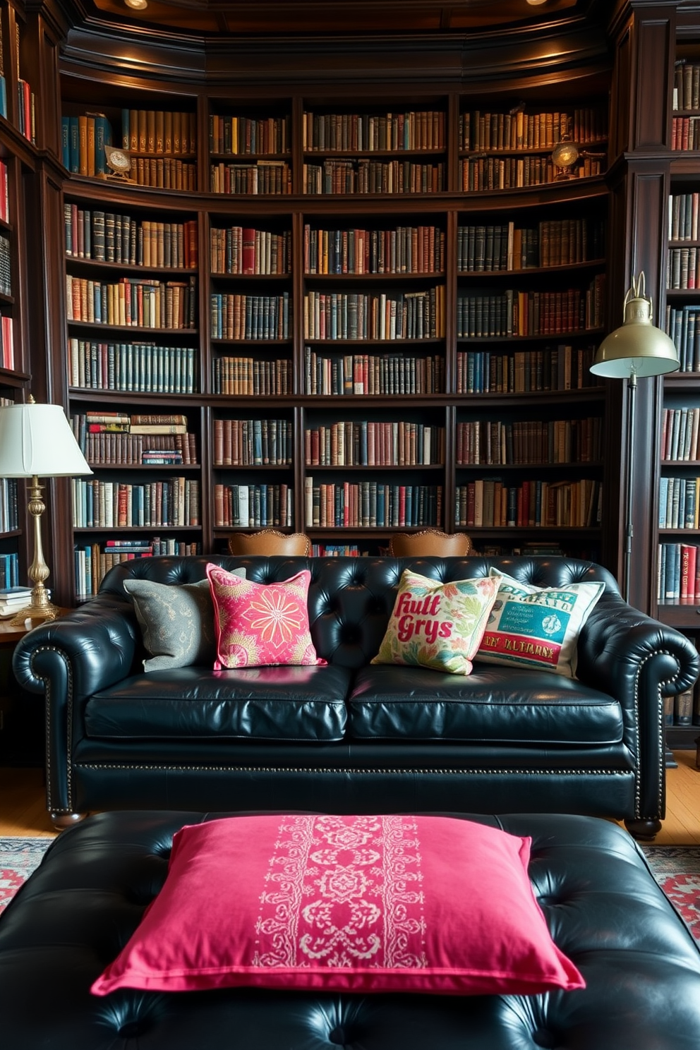 Dark Home Library Design Ideas 24