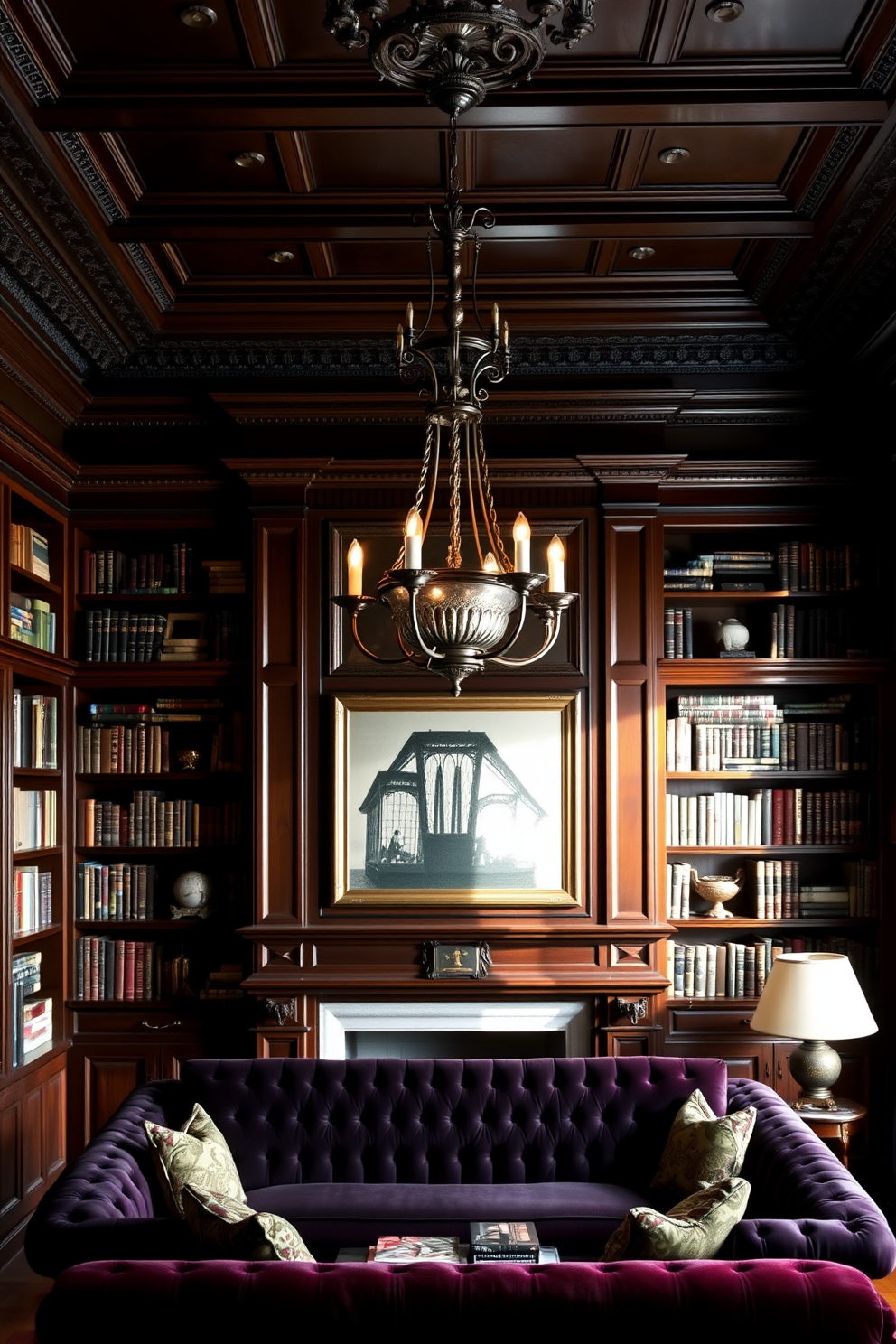 Dark Home Library Design Ideas 28