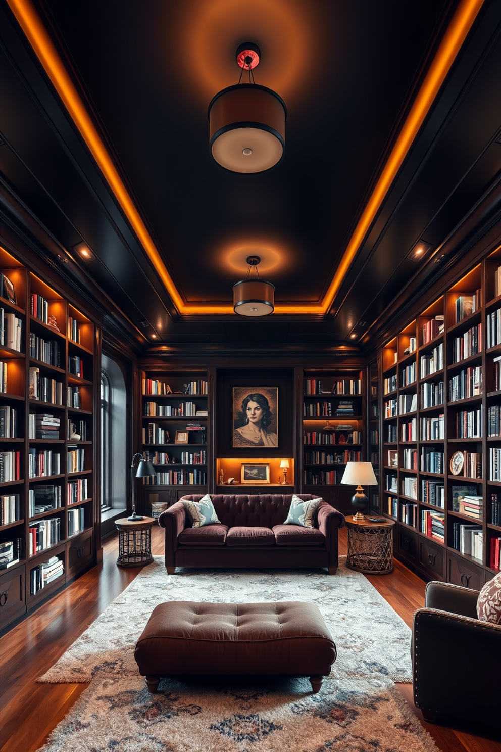 Dark Home Library Design Ideas 4