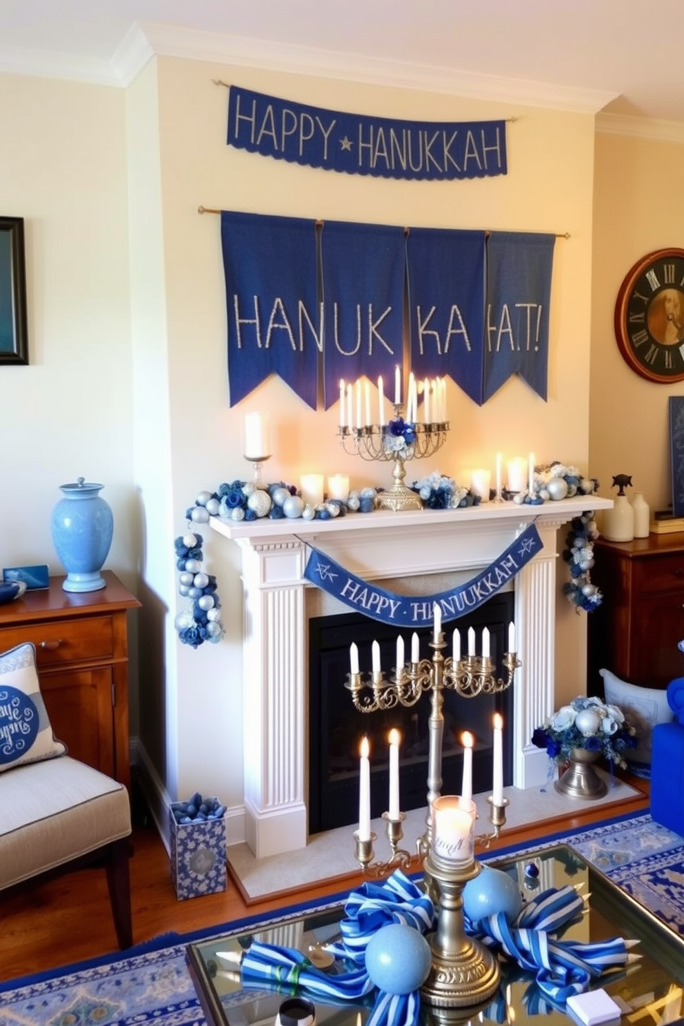 Fireplace Hanukkah Decorating Ideas 13