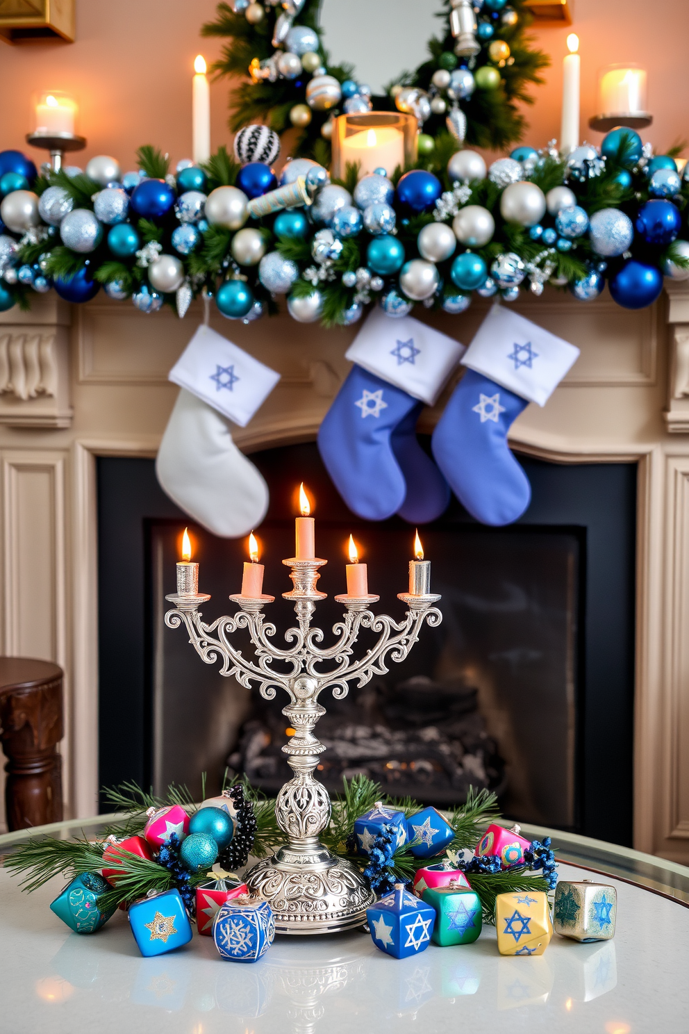 Fireplace Hanukkah Decorating Ideas 19