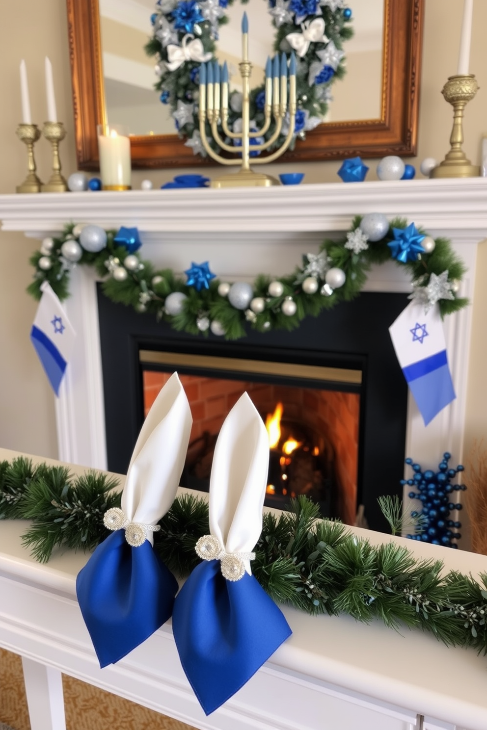 Fireplace Hanukkah Decorating Ideas 21