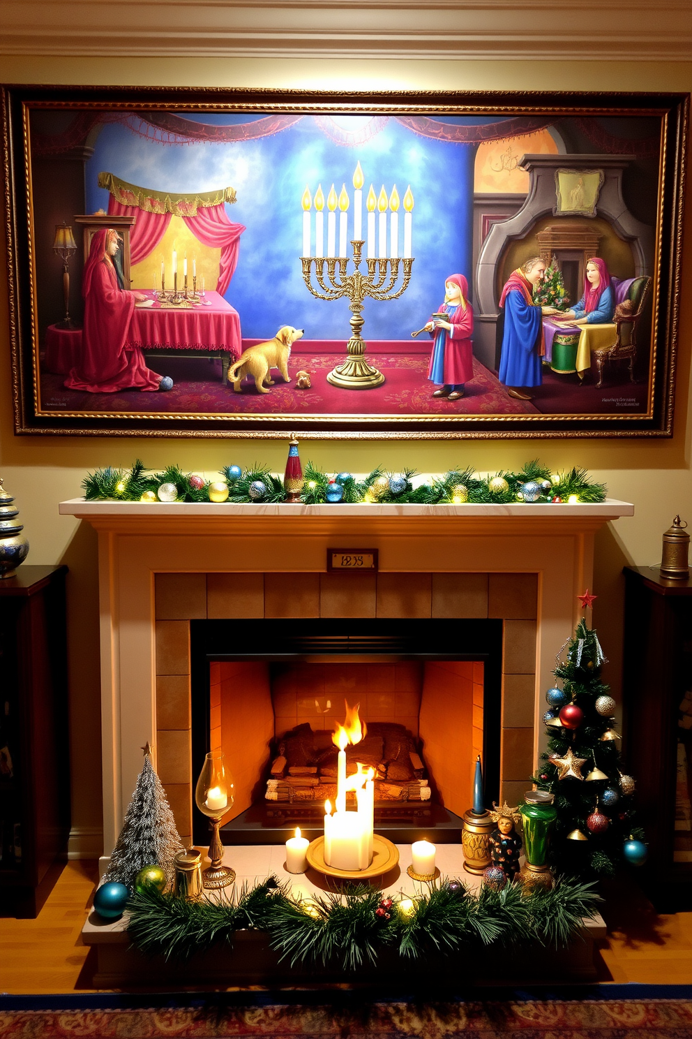 Fireplace Hanukkah Decorating Ideas 22