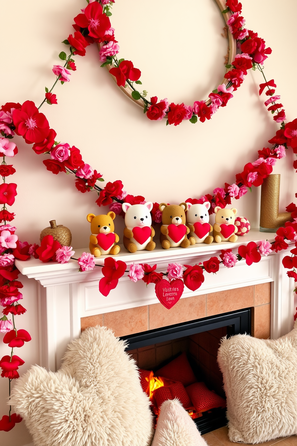 Fireplace Valentines Day Decorating Ideas 21