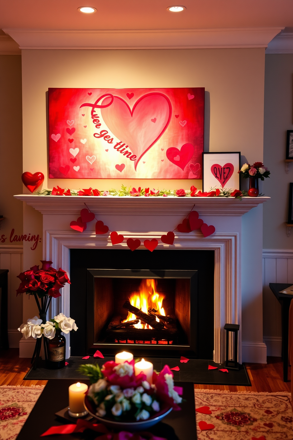 Fireplace Valentines Day Decorating Ideas 23