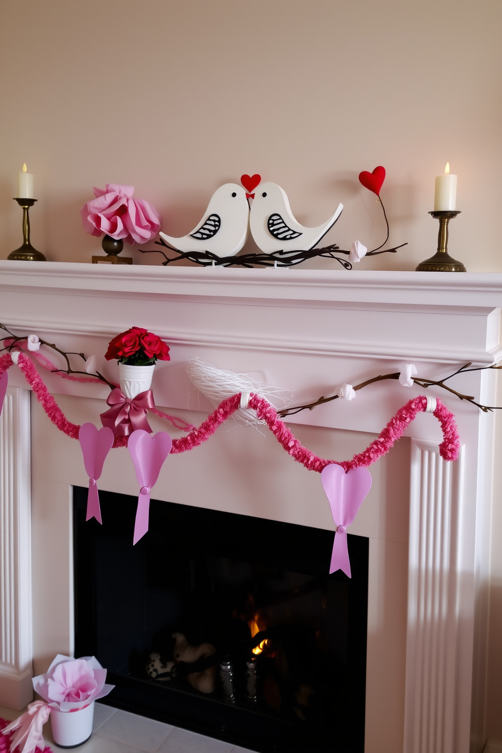 Fireplace Valentines Day Decorating Ideas 28