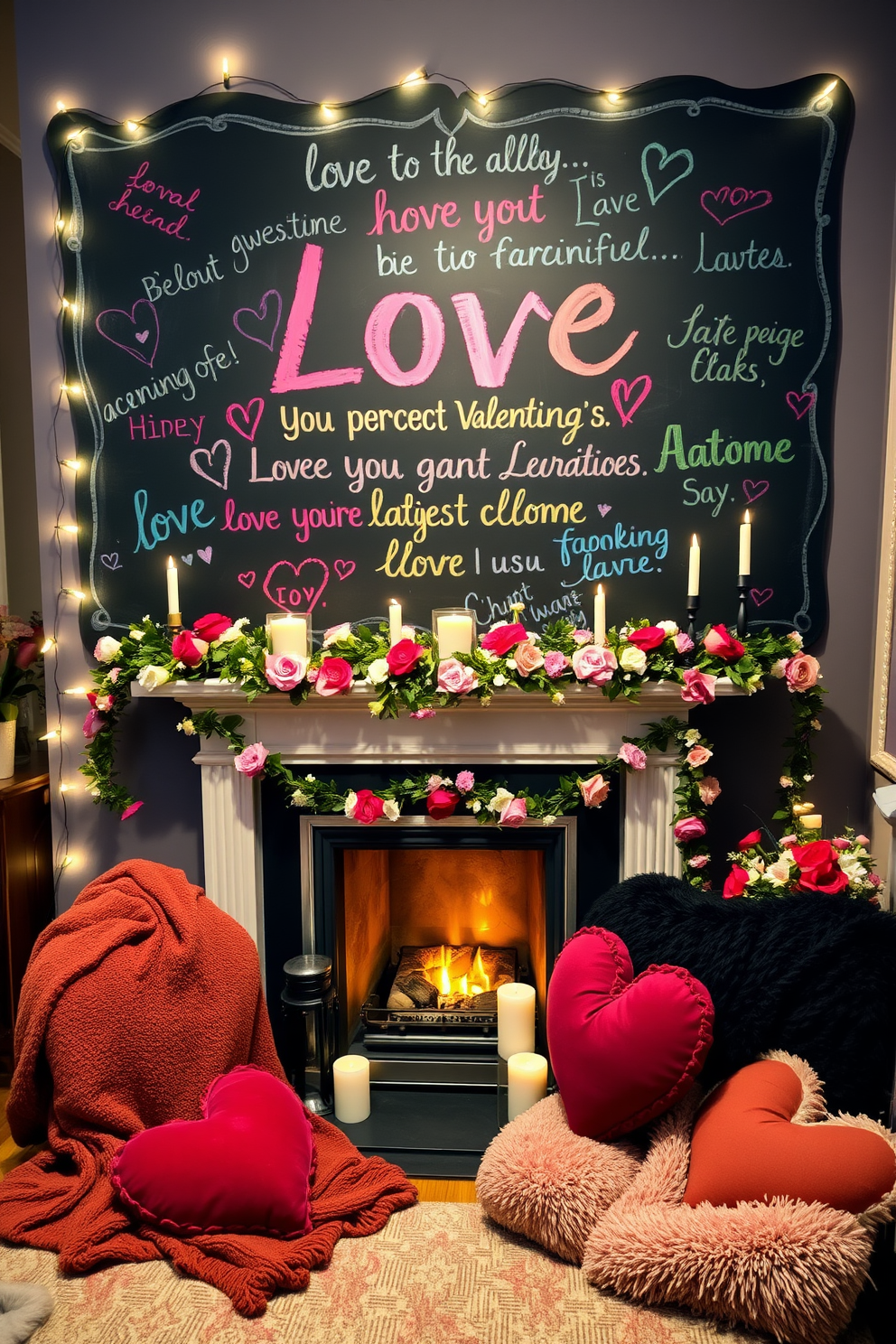 Fireplace Valentines Day Decorating Ideas 30