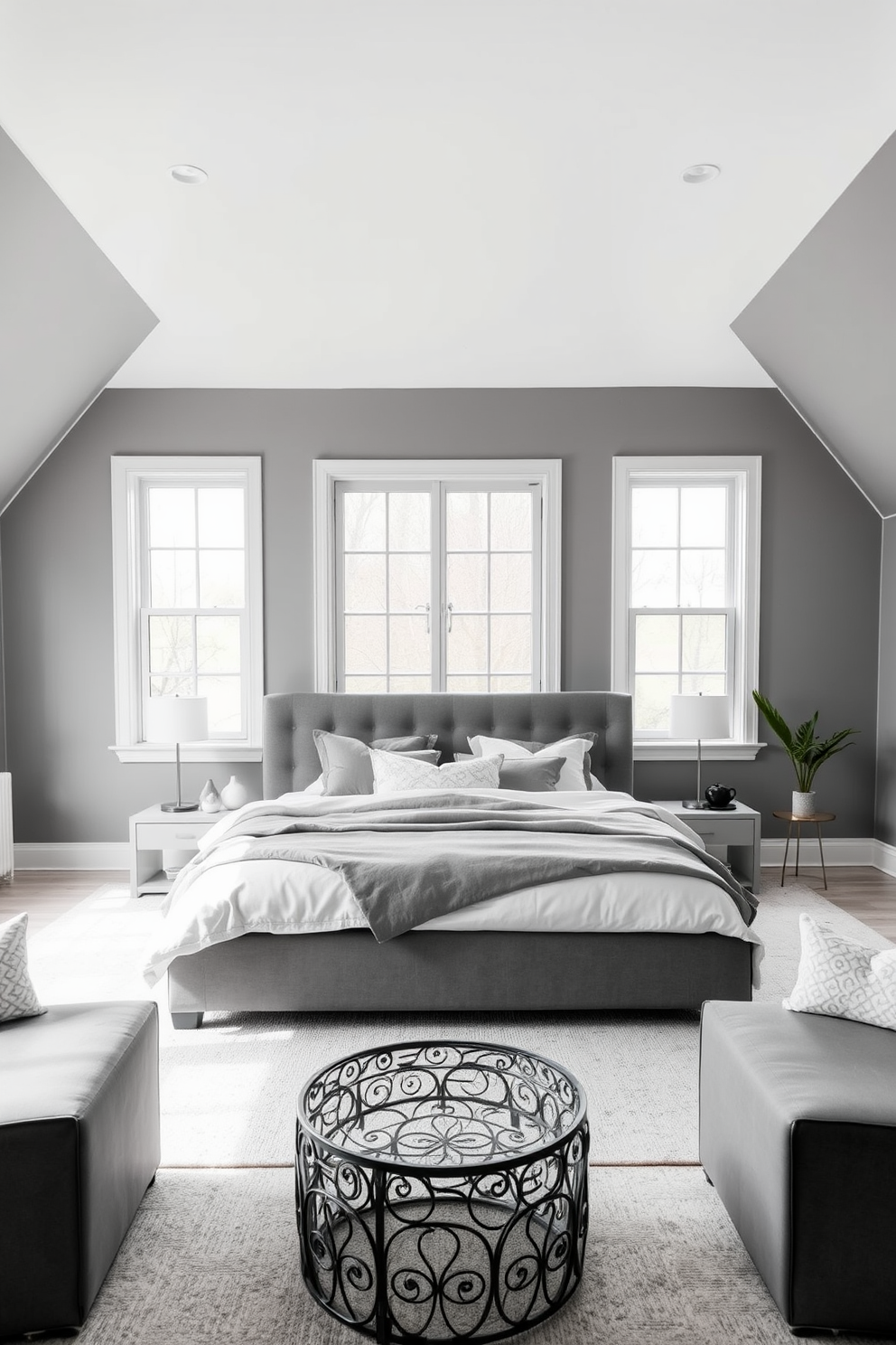 Gray Attic Room Design Ideas 17