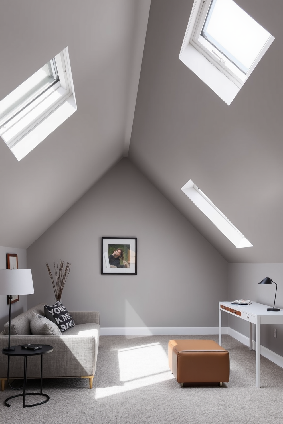 Gray Attic Room Design Ideas 2