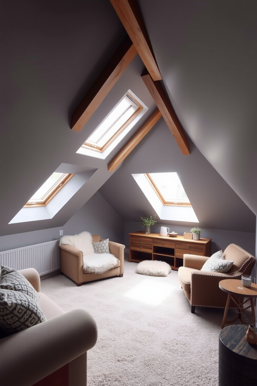 Gray Attic Room Design Ideas 25