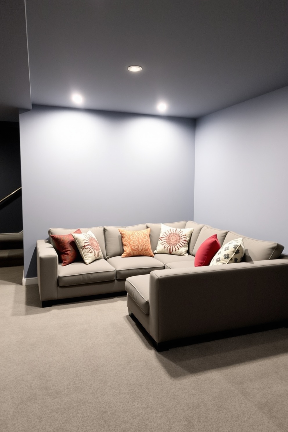 Gray Basement Design Ideas 1